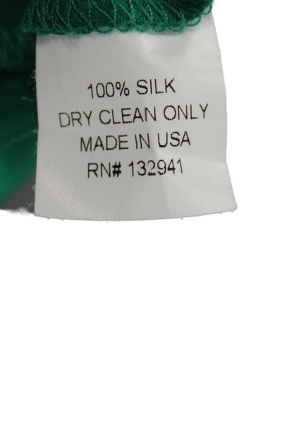 Amanda Uprichard Unisex Adults Tank Top Green Silk V-Neck Sleeveless Size L