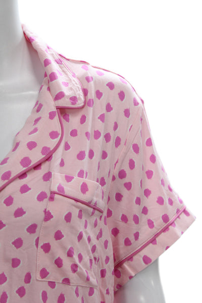 Kate Spade Women's Spotted Dot Two Piece Pajama Set Pink Size L
