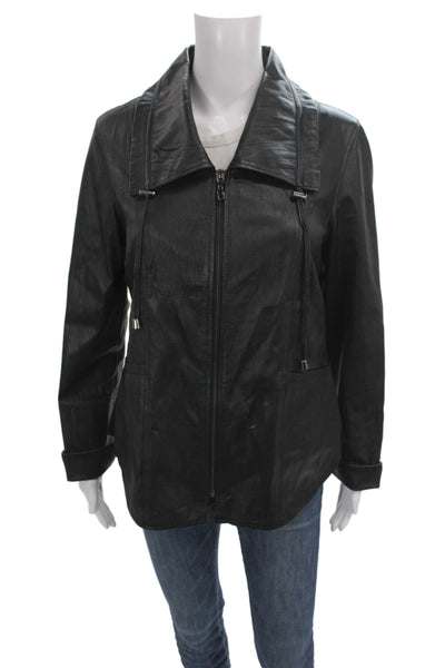 Blu Ice Womens Basic Leather Jacket Black Zip Size S