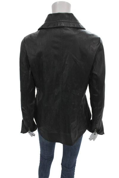 Blu Ice Womens Basic Leather Jacket Black Zip Size S