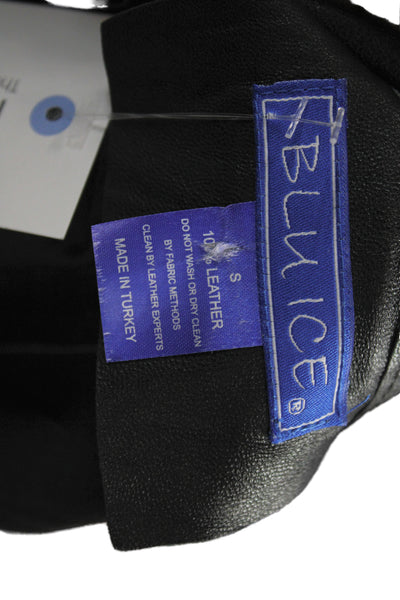 Blu Ice Womens Basic Leather Jacket Black Zip Size S