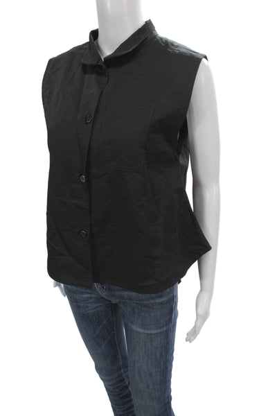 Vitamin Unisex Adults Basic Cotton Collared Sleeveless Vest Black Size M