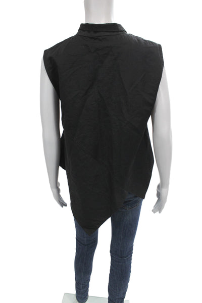 Vitamin Unisex Adults Basic Cotton Collared Sleeveless Vest Black Size M