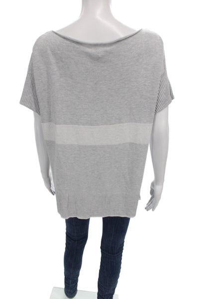 Lafayette 148 New York Womens Pullover Gray Boat Neck Short Sleeve Size S
