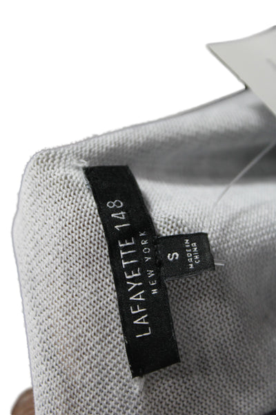 Lafayette 148 New York Womens Pullover Gray Boat Neck Short Sleeve Size S