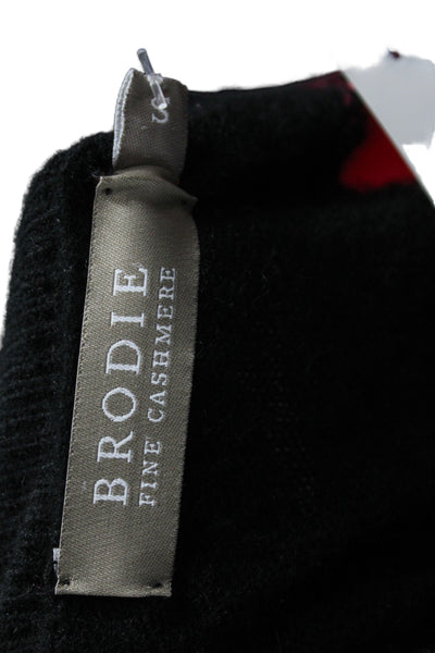 Brodie Womens Cashmere Animal Print Crew Neck Pullover Sweater Black Size S