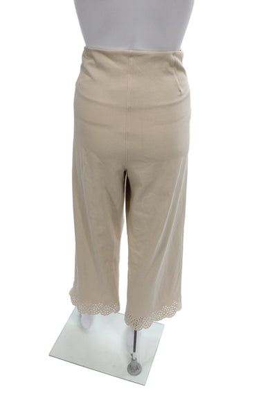Lysse Womens Cropped Pull On Pants Beige Cotton Athleisure Size M