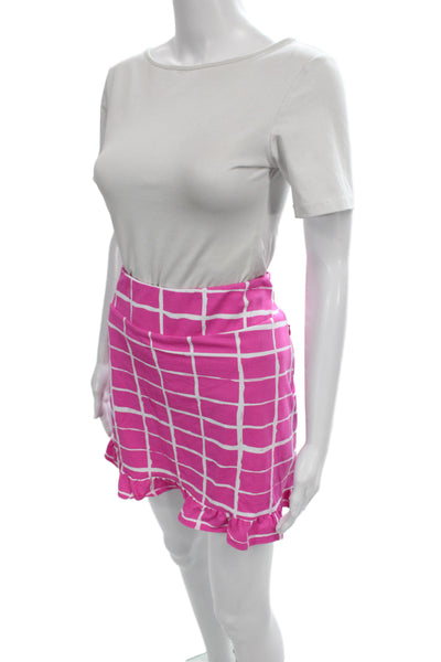 Ibkul Womens Athletic Pink Checked Short Skort Summer Size M