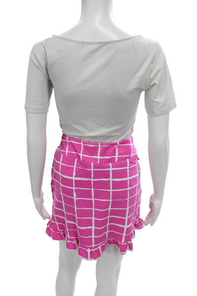 Ibkul Womens Athletic Pink Checked Short Skort Summer Size M