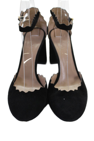 Chloe Womens Suede Ankle Strap Heels Black Size 36.5 6.5