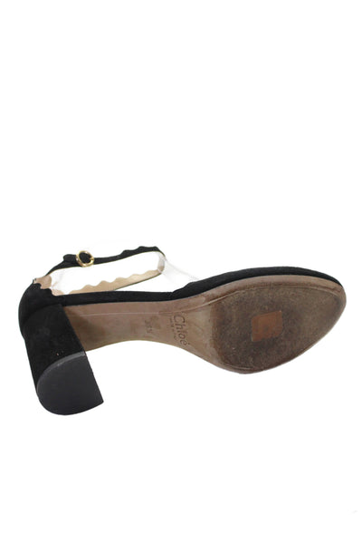 Chloe Womens Suede Ankle Strap Heels Black Size 36.5 6.5