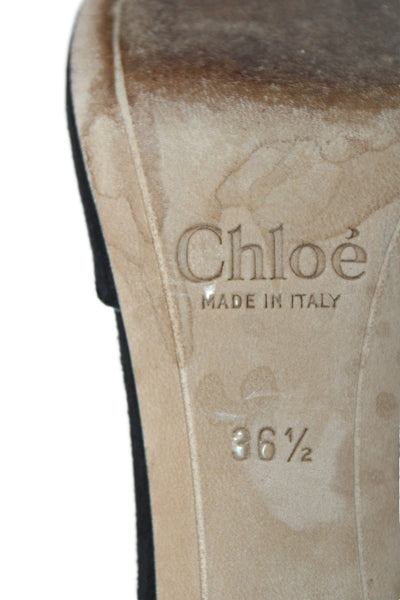 Chloe Womens Suede Ankle Strap Heels Black Size 36.5 6.5