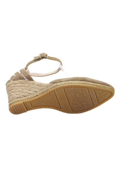 Eric Michael Womens Suede Pointed Toe Espadrille Wedges Beige Size 37 7