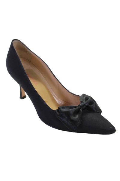 Manolo Blahnik Womens Bow Detail Pointed Toe Heels Pumps Black Size 36 6