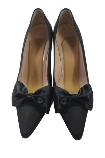 Manolo Blahnik Womens Bow Detail Pointed Toe Heels Pumps Black Size 36 6