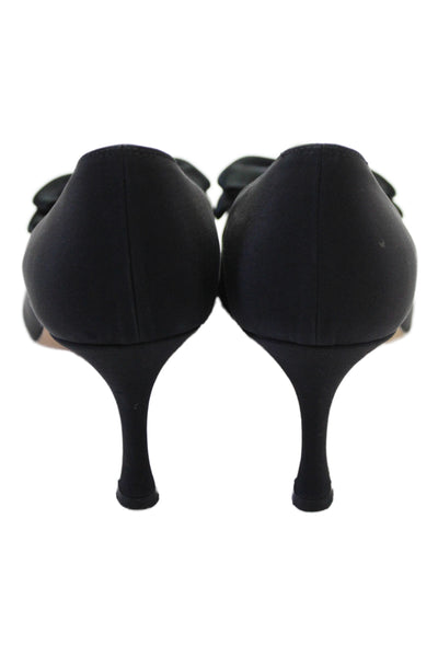 Manolo Blahnik Womens Bow Detail Pointed Toe Heels Pumps Black Size 36 6