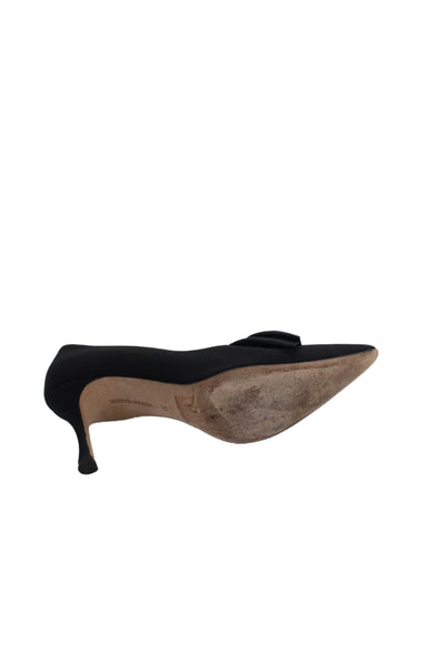 Manolo Blahnik Womens Bow Detail Pointed Toe Heels Pumps Black Size 36 6