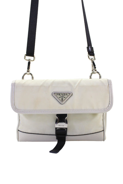Prada Unisex Adults Re-Nylon and Saffiano Leather Smartphone Case Bag White
