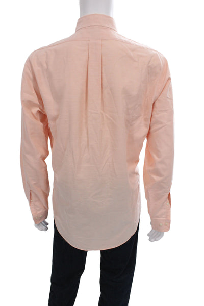 Brooks Brothers Mens Shirt Orange Collared Long Sleeve Supima Cotton Size L