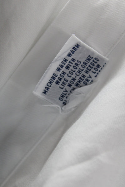 Ralph Lauren Men White Collared Long Sleeve Shirt 100% Cotton Size L
