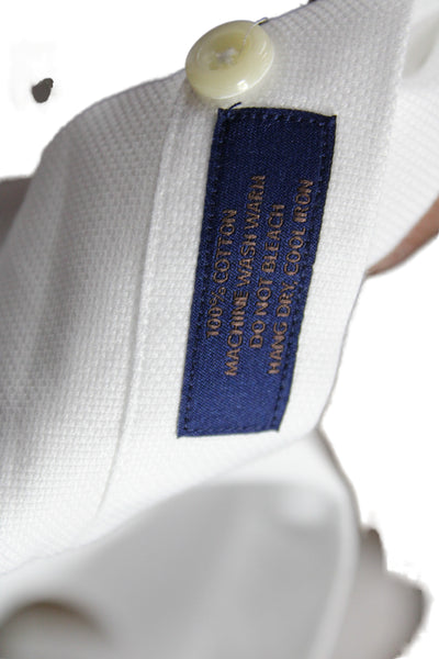 David Donahue Mens Button Up Dress Shirt White Cotton Long Sleeve Size M