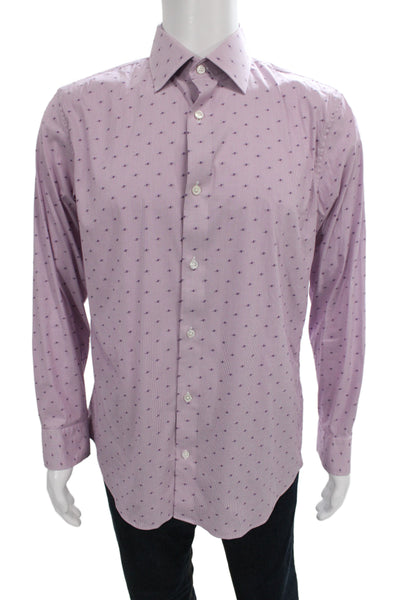 Bonobos Mens Pink Collared Geometric Button Shirt Lightning Bolt Size M