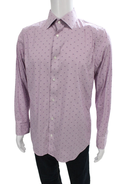 Bonobos Mens Pink Collared Geometric Button Shirt Lightning Bolt Size M