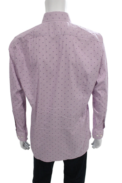 Bonobos Mens Pink Collared Geometric Button Shirt Lightning Bolt Size M