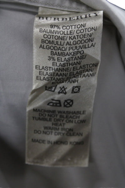 Burberry Brit Mens Collared Long Sleeve Solid Cotton Shirt Beige Size XL