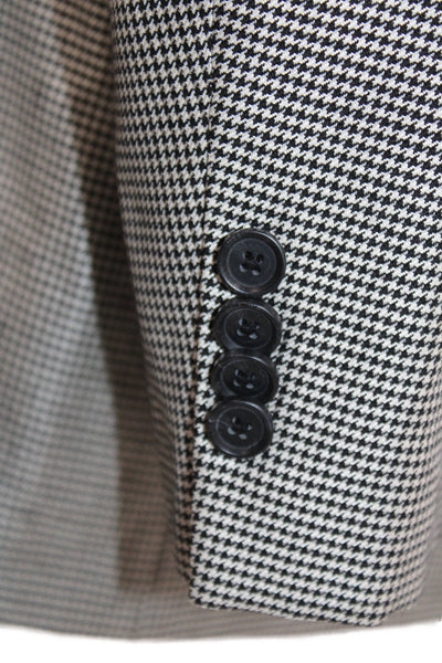 Loro Piana Mens Gray Check Wool Blazer Button Closure Size 46