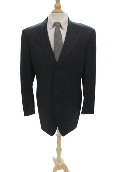Barcelino Mens Overcoat Black 100% Pure Wool Button Solid Size L