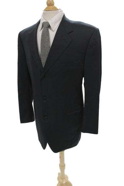Barcelino Mens Overcoat Black 100% Pure Wool Button Solid Size L