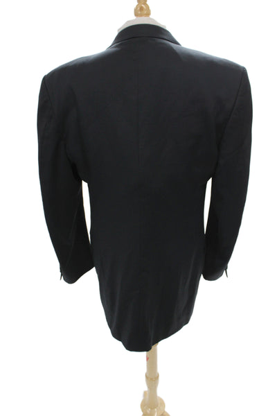 Barcelino Mens Overcoat Black 100% Pure Wool Button Solid Size L