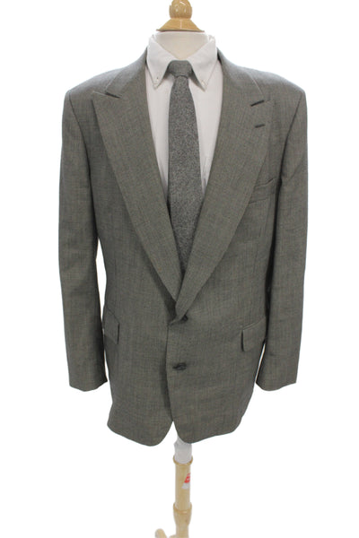 Nordstrom Mens Gray Wool Check Blazer Button Closure Classic Size L