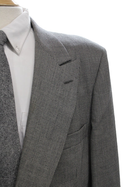Nordstrom Mens Gray Wool Check Blazer Button Closure Classic Size L