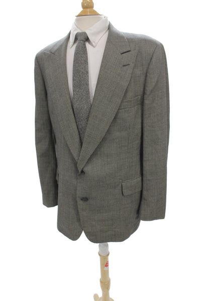Nordstrom Mens Gray Wool Check Blazer Button Closure Classic Size L