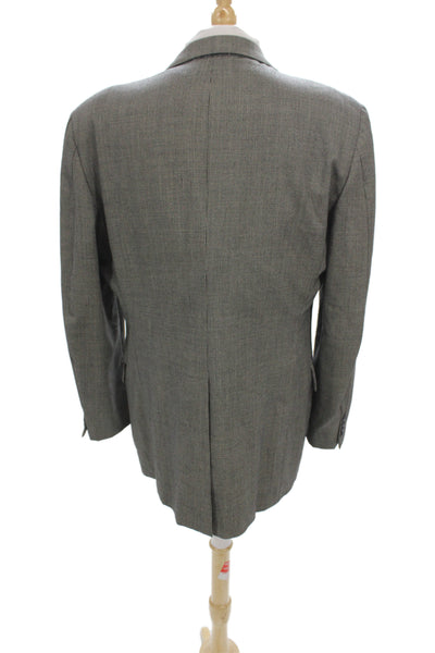 Nordstrom Mens Gray Wool Check Blazer Button Closure Classic Size L
