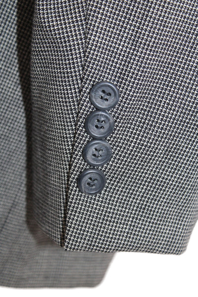 Nordstrom Mens Gray Wool Check Blazer Button Closure Classic Size L
