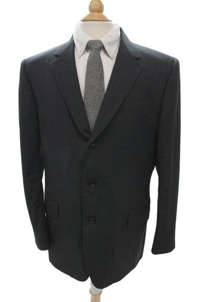 Burberry Mens 2 Piece Gray Virgin Wool Striped Suit Jacket Size L