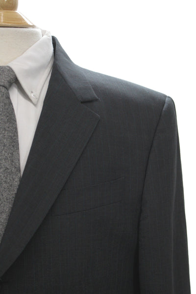 Burberry Mens 2 Piece Gray Virgin Wool Striped Suit Jacket Size L