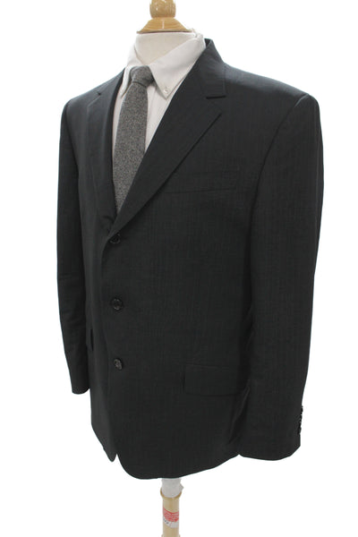 Burberry Mens 2 Piece Gray Virgin Wool Striped Suit Jacket Size L