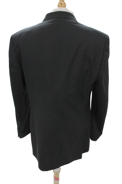 Burberry Mens 2 Piece Gray Virgin Wool Striped Suit Jacket Size L