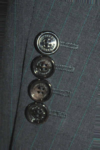 Burberry Mens 2 Piece Gray Virgin Wool Striped Suit Jacket Size L