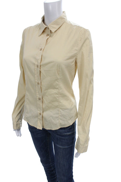Prada Womens Collared Beige Cotton Button-Up Top Long Sleeve Basic Size 44