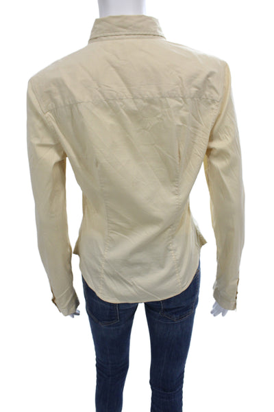 Prada Womens Collared Beige Cotton Button-Up Top Long Sleeve Basic Size 44