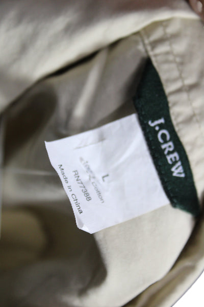 J Crew Women Beige Cotton Collared Button Down Shirt Long Sleeve Size L