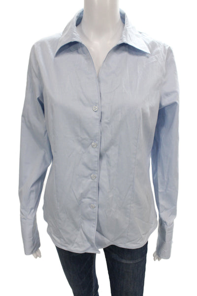 Calvin Klein Womens Shirt Blue Collared Long Sleeve Button 100% Cotton Size 10
