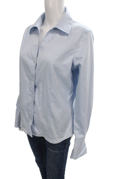 Calvin Klein Womens Shirt Blue Collared Long Sleeve Button 100% Cotton Size 10