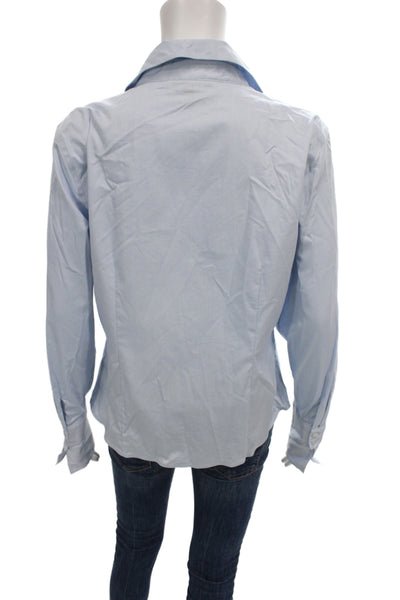 Calvin Klein Womens Shirt Blue Collared Long Sleeve Button 100% Cotton Size 10
