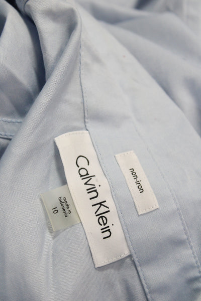 Calvin Klein Womens Shirt Blue Collared Long Sleeve Button 100% Cotton Size 10